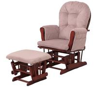 Mendler Poltrona a dondolo HWC-C76 sedia relax poggiapiedi Stoffa/tessuto a coste (320g/m²) - rosa, struttura scura