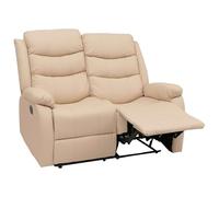 Mendler Poltrona cinema 2 posti HWC-O62, sedia relax TV con braccioli, funzione reclinabile ecopelle - avorio