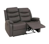 Mendler Poltrona cinema 2 posti HWC-O62, sedia relax TV con braccioli, funzione reclinabile ecopelle - grigio