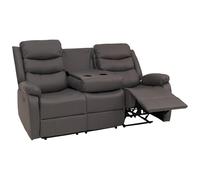 Mendler Poltrona cinema 3 posti HWC-O62, sedia relax TV con braccioli portabicchieri, funzione reclinabile ecopelle - grigio