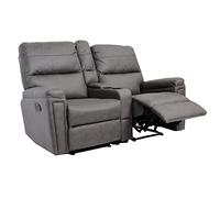Mendler Poltrona da Cinema 2 posti HWC-K17 Regolabile Tessuto Grigio Scuro