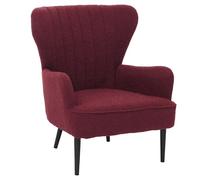 Mendler Poltrona HWC-K37, sedia cocktail imbottita retro vintage tessuto bouclé (600g/m²) Oeko-Tex - bordeaux