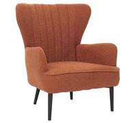 Mendler Poltrona HWC-K37, sedia cocktail imbottita retro vintage tessuto bouclé (600g/m²) Oeko-Tex - terracotta