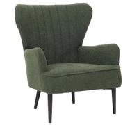 Mendler Poltrona HWC-K37, sedia cocktail imbottita retro vintage tessuto bouclé (600g/m²) Oeko-Tex - verde