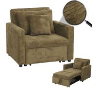 Mendler Poltrona letto HWC-L90, sofà letto pieghevole reclinabile, 200x100cm stoffa/tessuto velluto a coste - verde