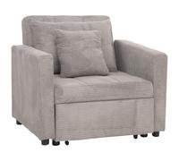 Mendler Poltrona letto HWC-L90, sofà letto pieghevole reclinabile, 200x100cm stoffa/tessuto velluto a coste - grigio chiaro