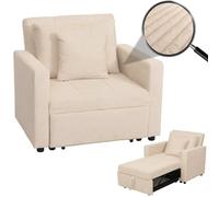 Mendler Poltrona letto HWC-L90, sofà letto pieghevole reclinabile, 200x100cm stoffa/tessuto velluto a coste - avorio beige