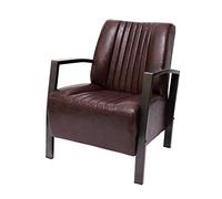 Mendler Poltrona Lounge Design Industriale HWC-H10 Acciaio Verniciato Ecopelle Marrone