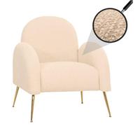 Mendler Poltrona lounge HWC-N69, sedia cocktail Nosag, retrò in stoffa/tessuto di ciniglia certificata MVG - bianco avorio