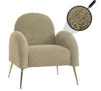 Mendler Poltrona lounge HWC-N69, sedia cocktail Nosag, retrò in stoffa/tessuto di ciniglia certificata MVG - verde chiaro