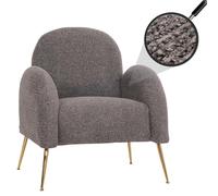 Mendler Poltrona lounge HWC-N69, sedia cocktail Nosag, retrò in stoffa/tessuto di ciniglia certificata MVG - grigio scuro