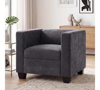 Mendler Poltrona lounge imbottita moderno molle Nosag serie Lille M65 stoffa/tessuto ciniglia (260 g/m²) - grigio scuro