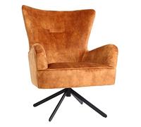 Mendler Poltrona Lounge Vintage Relax Elegante Girevole HWC-L63 Velluto - Arancione