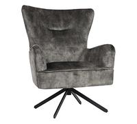 Mendler Poltrona Lounge Vintage Relax Elegante Girevole HWC-L63 Velluto - Grigio