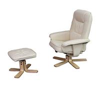 Mendler Poltrona Relax reclinabile Girevole M56 Ecopelle con poggiapiedi Avorio