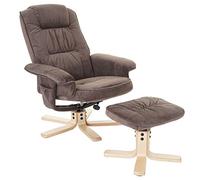 Mendler Poltrona Relax reclinabile Girevole M56 Tessuto con poggiapiedi Marrone