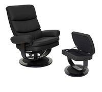Mendler Poltrona Relax reclinabile HWC-C16 Ecopelle Girevole con poggiapiedi Nero