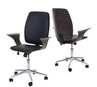 Mendler Poltrona Sedia Ufficio Girevole Regolabile HWC-C54a Elegante Legno Colore Grigio Ecopelle Nera