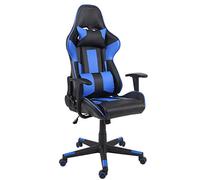 Mendler Poltrona Sedia Ufficio Girevole Regolabile HWC-F84 Cuscino Lombare cervicale Ecopelle Nero Blu