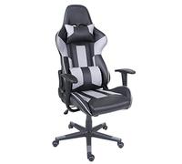 Mendler Poltrona Sedia Ufficio Girevole Regolabile HWC-F84 Cuscino Lombare cervicale Ecopelle Nero Grigio