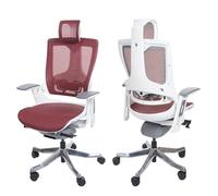 Mendler Poltrona sedia ufficio girevole regolabile MERRYFAIR Wau 2 ergonomica poggiatesta alluminio tessuto bianco - rosso