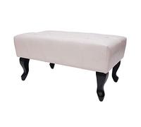 Mendler Pouf poggiapiedi ottomano Stile Vittoriano Chesterfield 39x77x47cm Ecopelle Bianco