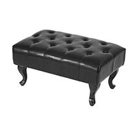 Mendler Pouf poggiapiedi ottomano Stile Vittoriano Chesterfield 39x77x47cm Ecopelle Nero