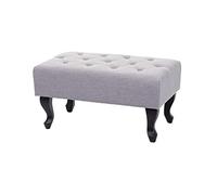 Mendler Pouf poggiapiedi ottomano Stile Vittoriano Chesterfield 39x77x47cm Tessuto Grigio