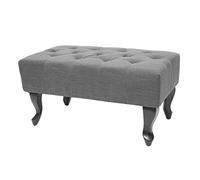 Mendler Pouf poggiapiedi ottomano Stile Vittoriano Chesterfield 39x77x47cm Tessuto Grigio Scuro