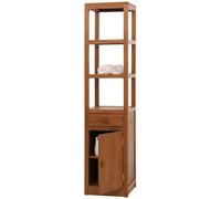 Mendler Scaffale alto in teak HWC-M86, armadietto colonna bagno, teak di qualità B (durame, 20-30 anni), 180x40cm