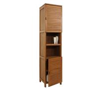 Mendler Scaffale alto in teak HWC-M87, armadietto colonna bagno, teak di qualità B (durame, 20-30 anni), 180x40cm