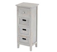 Mendler Scaffale cassettiera Comodino Shabby Vintage Legno paulonia 4 cassetti 25x30x74cm Grigio
