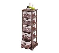 Mendler Scaffale cassettiera con 5 ceste Shabby Vintage Legno di paulonia 28x25x90cm Marrone