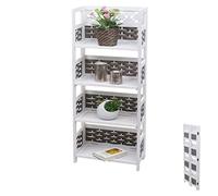 Mendler Scaffale libreria pieghevole 4x ripiani HWC-K86 legno polyrattan bianco e grigio