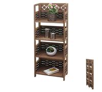 Mendler Scaffale libreria pieghevole 4x ripiani HWC-K86 legno polyrattan marrone scuro