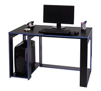 Mendler Scrivania Ufficio Computer HWC-J26 MDF 60x120x76cm Nero e Blu