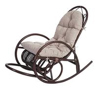 Mendler Sedia a Dondolo Classica Elegante HWC-C40 139x58x110cm Legno Seduta Poliestere Cotone Cuscino Avorio