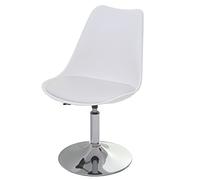 Mendler Sedia Girevole Moderno Elegante Serie Malmoe T501 Acciaio Cromato Ecopelle Bianco
