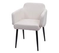 Mendler Sedia poltroncina con braccioli da Interni Elegante Moderno HWC-L13 Legno Tessuto Avorio Bianco