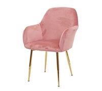 Mendler Sedia poltroncina HWC-F18 Design retrò Velluto Rosa Gambe Dorate