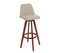 Mendler Sedia Sgabello HWC-C43 Girevole Design Moderno Legno Ecopelle Avorio