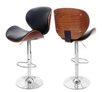 Mendler Sedia Sgabello Regolabile Girevole Foxrock Design Elegante Legno Ecopelle Noce Nero