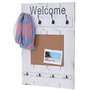 Mendler Serie Vintage appendiabiti guardaroba HWC-C89 con pannello sughero 91x60cm - bianco