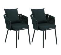 Mendler Set 2 sedie da sala pranzo alluminio HWC-P89, poltrona interno, stoffa/tessuto (180g/m²) intreccio in corda - verde