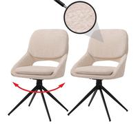 Mendler Set 2 sedie pranzo HWC-N73, cucina, posizionamento automatico girevole, stoffa/tessuto ciniglia (490g/m²) - avorio beige