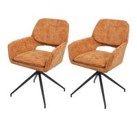 Mendler Set 2 sedie sala pranzo cucina HWC-N74 girevole posizionamento automatico, tessuto ciniglia (490g/m²) MVG - giallo ocra