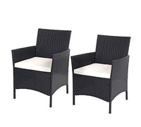 Mendler Set 2x poltrone esterno giardino Halden 60x59x83cm polyrattan antracite con cuscino avorio