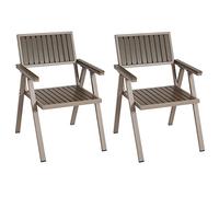 Mendler Set 2x sedie da esterno HWC-J95 alluminio aspetto legno - champagne grigio