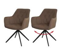 Mendler Set 2x sedie HWC-L80 sala da pranzo soggiorno imbottite girevoli tessuto - marrone
