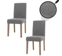 Mendler Set 2x sedie Littau tessuto bouclè soggiorno cucina sala da pranzo 90x42x50cm legno grigio
